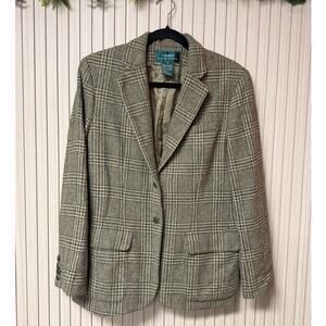 Lauren Ralph Lauren Women’s Plaid Tweed Blazer 100% Pure Wool Size 10